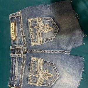 Rock Revival Distressed Blue Denim Shorts